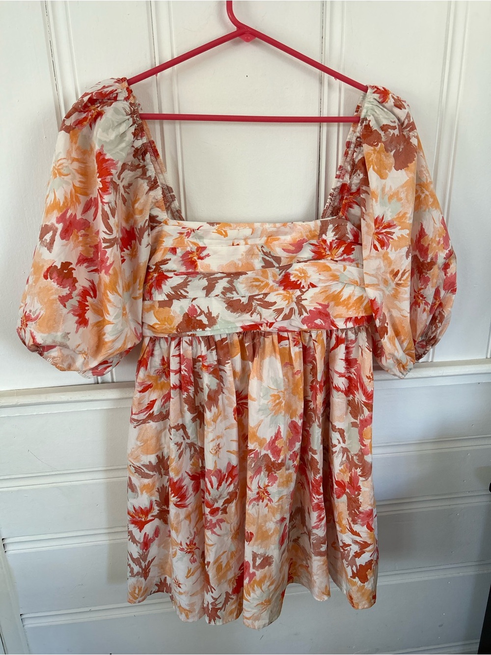 Abercrombie & Fitch Peach Floral Mini Babydoll Dress